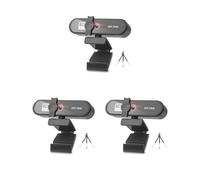 Mealoodiousmusea 3 set di webcam per computer con messa a fuoco automatica HD USB Online regolabile per PC con microfono cablato di ricambio webcam esterna videocamera nera 1K