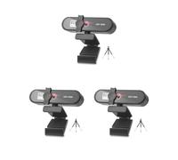 Mealoodiousmusea 3 set di webcam per computer con messa a fuoco automatica HD USB online regolabile per PC con microfono cablato di ricambio webcam esterna videocamera nera 2K