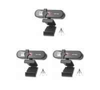 Mealoodiousmusea 3 set di webcam per computer con messa a fuoco automatica HD USB online regolabile per PC con microfono cablato di ricambio webcam esterna videocamera nera 4K