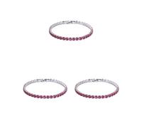 Mealoodiousmusea 3 set Eccellente Cubic Zirconia Tennis Bracciale Per Donne Uomini Rame Iced-Out Catena di Cristallo Braccialetto di Nozze Squisito Lavoro A Mano Platino Rosa Rosso 17