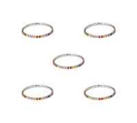 Mealoodiousmusea 5 set di eccellenti braccialetti tennis con zirconi cubici per donne e uomini in rame ghiacciato catena braccialetto di nozze squisito lavoro a mano colore platino 17 cm