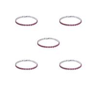 Mealoodiousmusea 5 set Eccellente Cubic Zirconia Bracciale Tennis Per Donne Uomini Rame Iced-Out Catena di Cristallo Braccialetto di Nozze Squisito Lavoro A Mano Platino Rosa Rosso 17