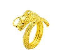 Mealoodiousmusea Anello a forma di drago in stile vintage cinese, con apertura regolabile, regalo fantastico per uomini, club, sposa, fidanzamento, dichiarazione di fidanzamento, oro