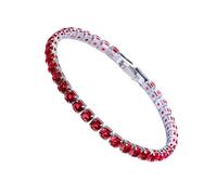 Mealoodiousmusea Eccellente braccialetto tennis con zirconi cubici per donne e uomini in rame ghiacciato catena di cristallo braccialetto da sposa squisito lavoro a mano rosso platino 17 cm