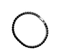 Mealoodiousmusea Eccellente braccialetto tennis con zirconi cubici per donne e uomini in rame ghiacciato catena braccialetto di nozze squisito lavorato a mano nero platino 17 cm