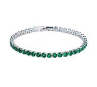 Mealoodiousmusea Eccellente braccialetto tennis con zirconi cubici per donne e uomini in rame ghiacciato catena di cristallo braccialetto nuziale squisito lavorato a mano verde platino 17 cm