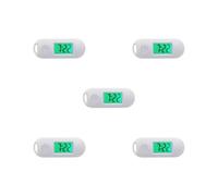 Mealoodiousmusea Orologio elettronico digitale con funzione luminosa, portatile e pratico, idea regalo in ABS, orologio da tasca elettronico digitale con foro per appenderlo, verde, Set da 5 (bianco