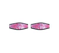 Mealoodiousmusea Set di 2 cinghie imbottite in neoprene per immersioni subacquee e snorkeling, per proteggere i capelli, con motivo a conchiglia rosa, 18,5 x 8 cm