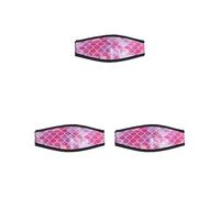 Mealoodiousmusea Set di 3 cinghie imbottite in neoprene per immersioni subacquee e snorkeling, per proteggere i capelli, con motivo a conchiglia rosa, 18,5 x 8 cm