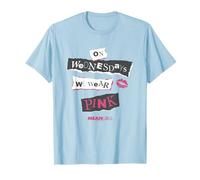 Mean Girls On Wednesdays We Wear Pink Big Chest Text Logo Maglietta