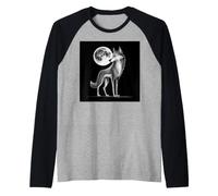 Mean Wolf Full Moon Night Vintage Animal Donna Uomo Bambini Maglia con Maniche Raglan