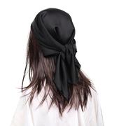 MEANBEAUTY Sciarpa Bandana da Donna Quadrata 70 x 70 cm Foulard in Raso di Seta con Stampa Floreale-Nero