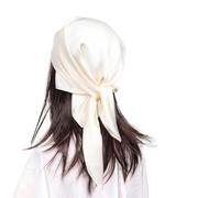 MEANBEAUTY Sciarpa Bandana da Donna Quadrata 70 x 70 cm Foulard in Raso di Seta con Stampa Floreale-Bianco