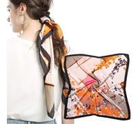 MEANBEAUTY Sciarpa Bandana da Donna Quadrata 70 x 70 cm Foulard in Raso di Seta con Stampa Floreale-Floreale-26