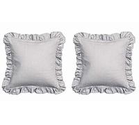 Meaning4 federe per cuscino con orlo a balze, in cotone, colore grigio, biancheria da letto di forma quadrata, da 65 x 65 cm