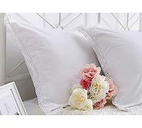 Meaning4 Federe per cuscino in pizzo bianco all'uncinetto, per letto matrimoniale, in puro cotone, 2 pezzi, 76,2 x 50,8 cm