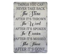 Meaningful Quote Metal Tin Sign Things You Can Never Take Back Vintage Distressed Wall Art for Study Home Office Gift 8 X 12 inch