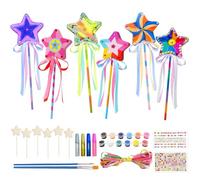 Meanju 12 Pezzi Bacchette Magiche in Legno, Bacchetta Principessa,Bacchetta Fata Stella Glitter Principessa,Bacchetta Magica con Stella in Legno Set,Kit per Fai da Te Creativi Ragazza