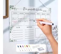 Meanju Planner magnetico per famiglie settimanali, 30 * 20CM, Acrilico Lavagna Calendario, Lavagna Trasparente Riutilizzabile, Perfetta per Pianificare I Pasti, Pannello Cancellabile, Appendibile