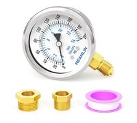 MEANLIN MEASURE 0~14BAR/0~200PSI acciaio inox 1/4" BSP 2"FACE DIAL impermeabile per il tester di pressione dell'acqua della pompa del pozzo montaggio inferiore,con 1/2" BSP e 3/8"BSP boccola esagonale
