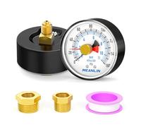MEANLIN MEASURE 0 ~ 160 Psi 2 "Dial FACE 1/4 "BSP Well Pump Manometro con 1/2 "BSP e 3/8" BSP Adapter, 3-2-3% di precisione, con puntatore rosso centrale posteriore supporto