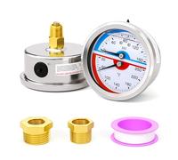 MEANLIN MEASURE 0 ~ 160Psi Manometro Termico in Acciaio Inox 30 ~ 200 F 1/4 "BSP 2.5" Quadrante Faccia Liquido manometro, con 1/2 "BSP e 3/8" BSP Hex Boccola, Montaggio posteriore