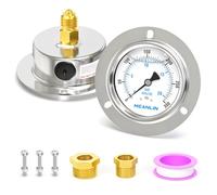 MEANLIN MEASURE 0~20BAR/290PSI Manometro per liquidi con montaggio a pannello su flangia anteriore, 1/4" BSP 2.5"FACE DIAL Custodia in acciaio inox con vite e dado Phillips, +/-3-2-3%