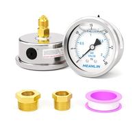 MEANLIN MEASURE 0~2BAR/0~30PSI Manometro a riempimento liquido, acciaio inox 1/4" BSP 2.5"FACE DIAL, WOG acqua olio aria montaggio posteriore, con 1/4" x 1/2"BSP e 1/4" x 3/8"BSP boccola esagonale