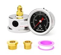 MEANLIN MEASURE 0~2Bar/0~30Psi Manometro in acciaio inox 1/8" BSP 1.5" FACE DIAL,riempito di glicerina,riempito di liquido,montaggio posteriore (nero) con boccola esagonale 1/4" BSP e 3/8" BSP