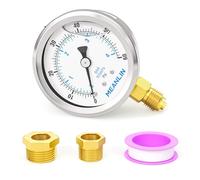 MEANLIN MEASURE 0-4BAR/60Psi Manometro in acciaio inox 1/4"BSP 2,5"FACE DIAL a riempimento liquido WOG Acqua Olio Aria Montaggio inferiore, con boccola esagonale 1/4"x 1/2"BSP e 1/4"x 3/8"BSP
