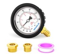 MEANLIN MEASURE -30inHg ~ 60Psi in acciaio inox 1/4" BSP 6,3 cm quadrante frontale con liquido riempito manometro inferiore (con manicotto protettivo in gomma), con boccola esagonale BSP da 1/2" e 3/8