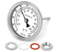 MEANLIN MEASURE Termometro bimetallico BSP da 1/2" per acqua calda, caldaie e tubi, quadrante da 8,4 cm, stelo in acciaio inox da 7,6 cm, intervallo di temperatura da -10 a 100 ℃, precisione 2%