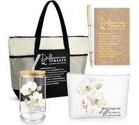 Meanplan 5 pezzi Difference Maker Regali per le donne Dipendenti Apprezzamento Diario Tumbler Tote Bag Borsa per il Trucco Fai la Differenza Penna per Assistenti Sociali, Infermiere, Collaboratori