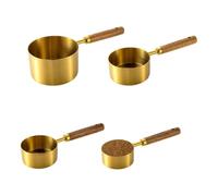 Measure Cups And Spoons Set 4 Piece Metal Wood Handle
