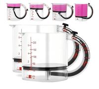 Measuring Cups,with Oz/Ml Dual Markings measuring spoons,with Adjustable Base measuring spoons,4-in-1 Kitchen Measuring Cups,Scraper Seal Dishwasher-Safe Kitchen Tool 2pack(2PACK)