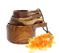 Measuring Cups Wood, Rustic Wood Tablespoon, Scoops for Coffee Beans, Seasoning Natural Kitchen Tools, for Cooking, Baking, Spices, Tea, Pantry Use, Cottage Farmhouse Décor