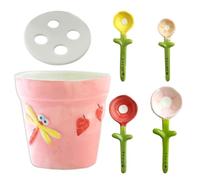 Measuring Spoons - Ceramic Baking Set | 4 Sizes With Flower Cup