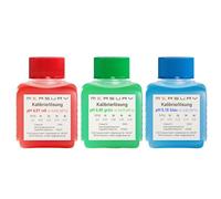 Measury Set di soluzioni di calibrazione pH 4.00, 6.86 e 9.18 - prodotto in Germania, soluzione tampone pH da 50 ml, soluzione di taratura rossa/verde/blu, set liquido di taratura liquido taratura