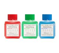 Measury Set di soluzioni di calibrazione pH 4.00, 7.00 e 10.00 - prodotto in Germania, soluzione tampone pH da 50 ml, soluzione di taratura rossa/verde/blu, set liquido di taratura liquido taratura