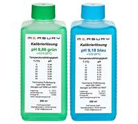 Measury Soluzione di Calibrazione del pH di 6.86 e 9.18, Soluzione Tampone di pH 250ml Ciascuno, Soluzione di Calibrazione Verde/Blu, Liquido di Calibrazione Set di Liquidi di Calibrazione