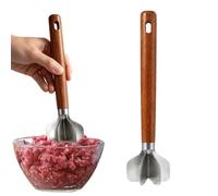 Meat Chopper - Stainless Steel Hamburger Grinder, Wooden Handle, Kitchen