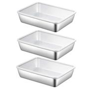 Meat Keeper for Refrigerator, 3X Food Containers with Airtight Lids, Stainless Steel Bacon Keeper, Fridge Organizer for Fruit, Vegetables, and Food Storage (9.84x7.87x1.97 Inches)