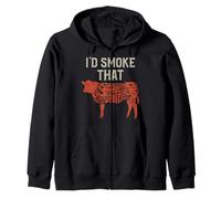 Meat Lover I'd Smoke That Beef Cuts Illustration Felpa con Cappuccio