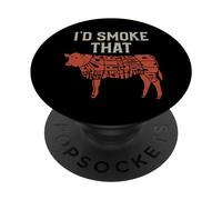 Meat Lover I'd Smoke That Beef Cuts Illustration PopSockets PopGrip Adesivo