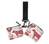 Meat Profile - Porta carte da donna, formato compatto, organizer per biglietti da visita, con portachiavi, confezione da 2, profilo di carne, taglia unica, casual, Profilo di carne, 1 size, casual