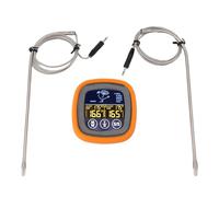 Meat Thermometer Digital Touchscreen Grill Thermometer with Timer 2 Probes for Cooking BBQ Beef Chicken Turkey Water ABS 7.9x7.9x2.7cm