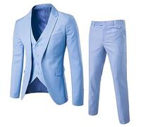 Meaunzyl Abito da Festa per Uomo Completi 3 Pezzi Slim Fit Vestito Wedding Tinta Unita Completo con Bottoni Giacca E Pantaloni Manica Lunga Abito da Lavoro vestibilità Comode Conformato Casual