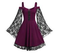Meaunzyl Abito Gotico, Da Donna, Stile Retrò, Vintage, Stile Steampunk, Rock, Carnevale, Feste, Club, Pizzo, Aniche Lunghe Vittoriano, Abbigliamento Per Cosplay, Per Carnevale Halloween