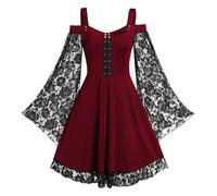 Meaunzyl Abito Gotico, Da Donna, Stile Retrò, Vintage, Stile Steampunk, Rock, Carnevale, Feste, Club, Pizzo, Aniche Lunghe Vittoriano, Abbigliamento Per Cosplay, Per Carnevale Halloween