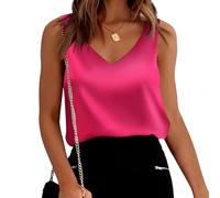 Meaunzyl Canotta da Donna in Raso Senza Maniche Capo Basic Estivo Casual con Scollo A V Raso Camicette Canotta Maglietta Tops Sottogiacca Donna Elegante Estiva Base Tee